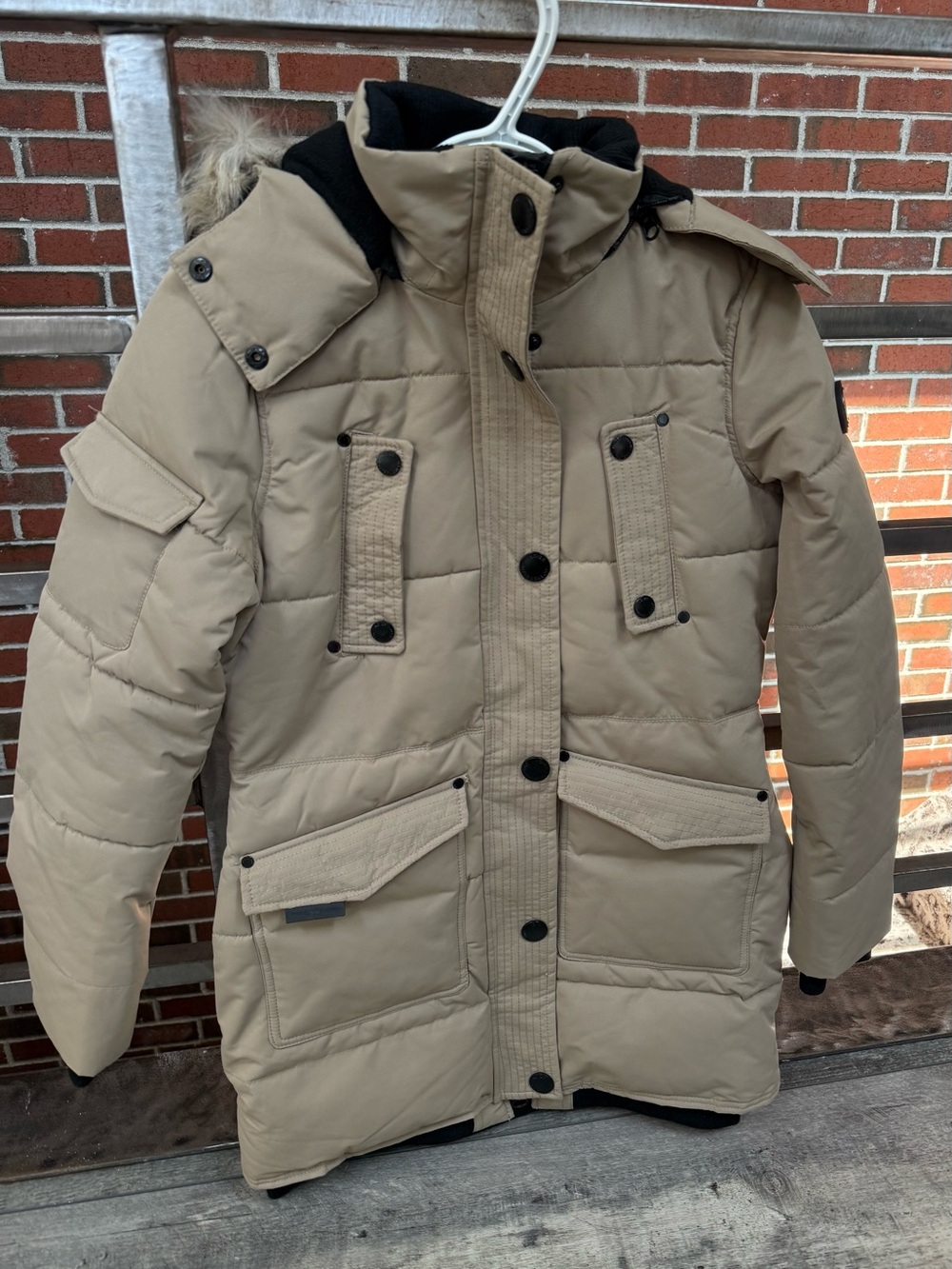 Noize Women's Puffer Parka Jacket - Tan